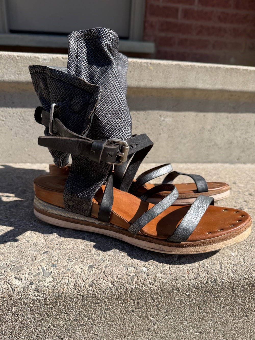 A.S. 98 Bowery Sandals Size 39 Leather Bohemian Festival Monk Booties AS98 - Picture 1 of 8